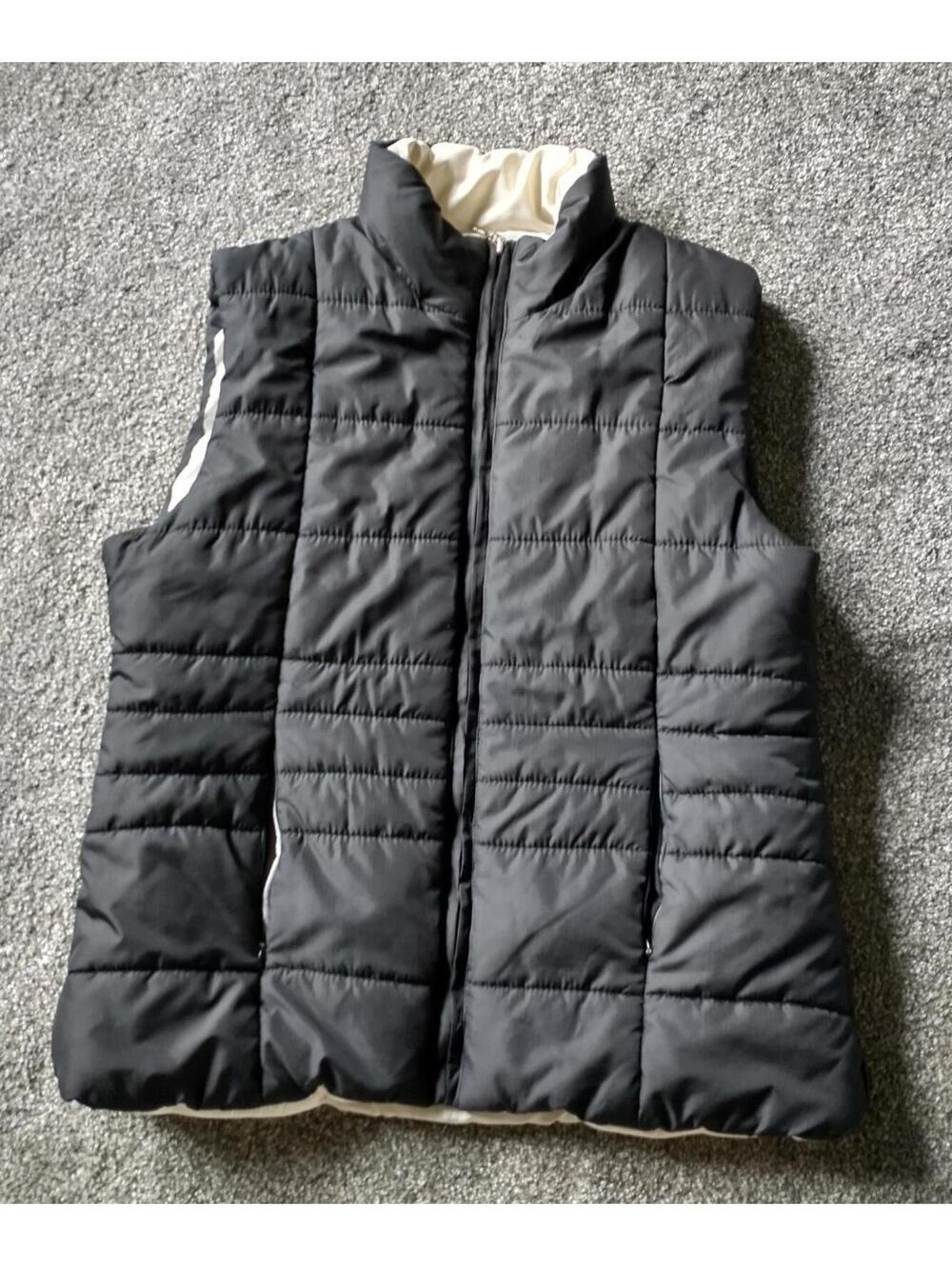 Isaac Mizrahi Womens Large Black White Puffer Jacket Vest